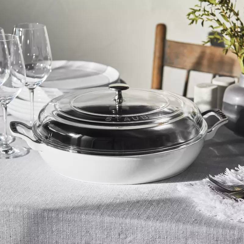 Staub 3.5-qt Braiser with Glass Lid - White Staub 3.5-qt Braiser with Glass Lid - White