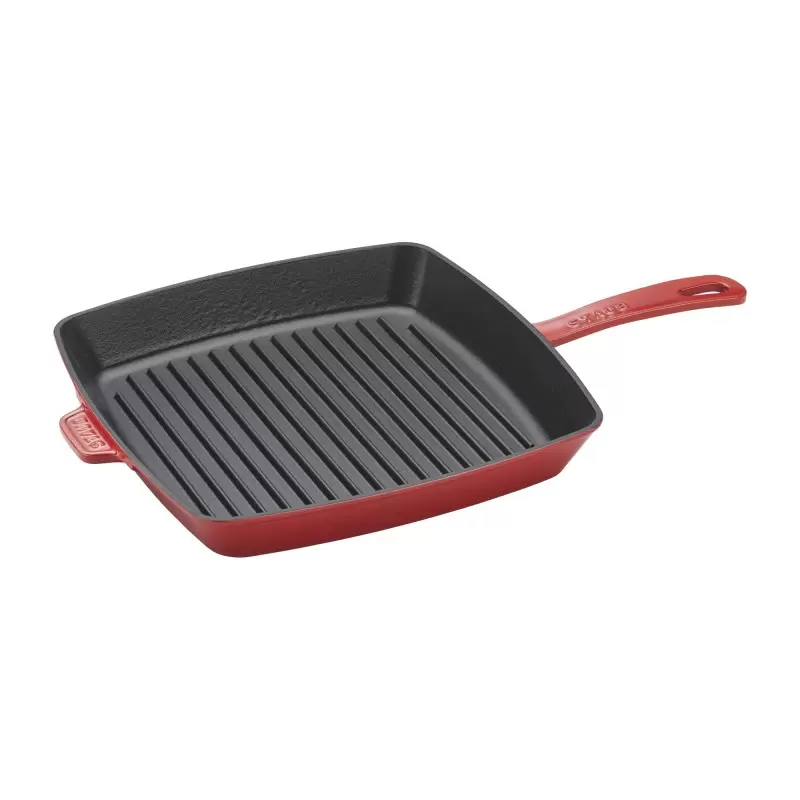 Staub 12" Square Grill Pan - Cherry Staub 12" Square Grill Pan - Cherry