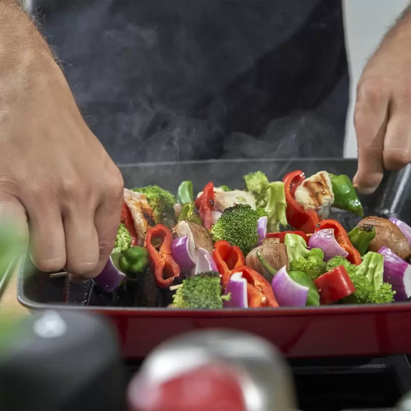Staub 12" Square Grill Pan - Cherry Staub 12" Square Grill Pan - Cherry