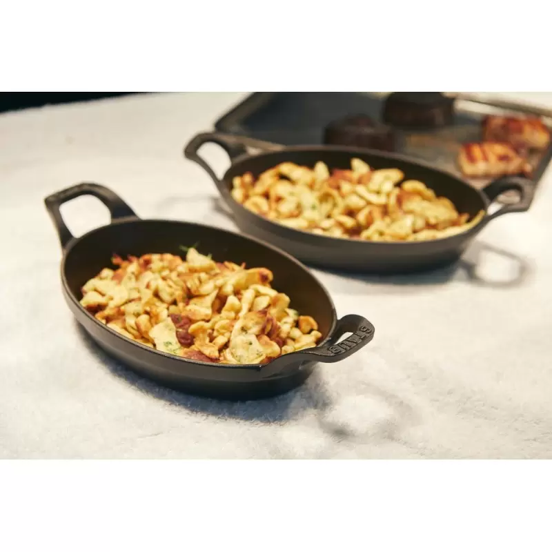 Staub 5.5" X 3.8" Mini Oval Gratin Baking Dish - Black Staub 5.5" X 3.8" Mini Oval Gratin Baking Dish - Black