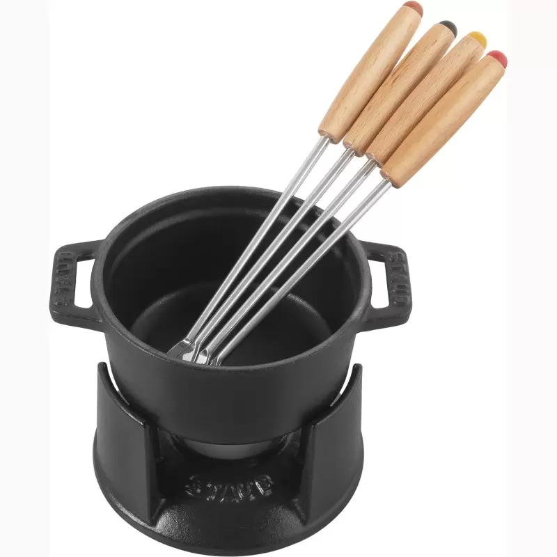 Staub 0.25-qt Mini Chocolate Fondue Set - Black Staub 0.25-qt Mini Chocolate Fondue Set - Black