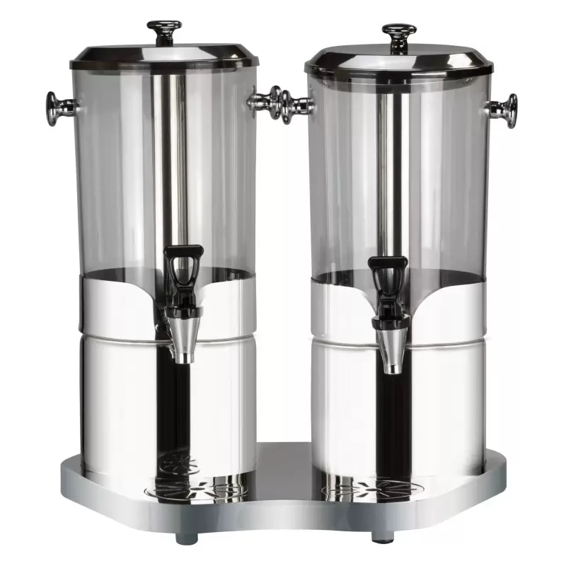 Bon Chef Juice Dispenser Double - (2) 2 Gallon Each Cylinder - 19-1/4" X 10-1/2" X 22"H O.A. Bon Chef Juice Dispenser Double - (2) 2 Gallon Each Cylinder - 19-1/4" X 10-1/2" X 22"H O.A.
