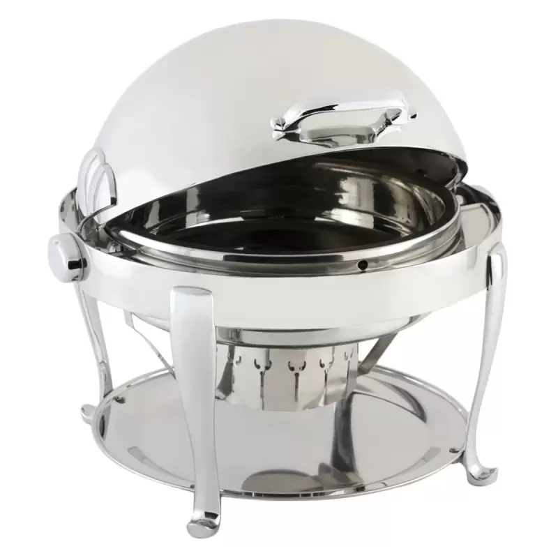 Bon Chef Elite Chafer Round - 2 Gallon - Stainless Steel With Chrome Roman Legs Bon Chef Elite Chafer Round - 2 Gallon - Stainless Steel With Chrome Roman Legs