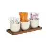Cal-Mil Sydney Round White Jar Display - Walnut