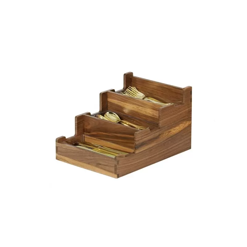 Cal-Mil Sydney 3 Sect Flatware Holder - Walnut Cal-Mil Sydney 3 Sect Flatware Holder - Walnut