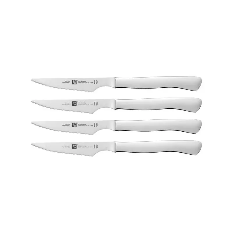 Zwilling 4pc Stainless Steel Serrated Steak Knife Set Zwilling 4pc Stainless Steel Serrated Steak Knife Set