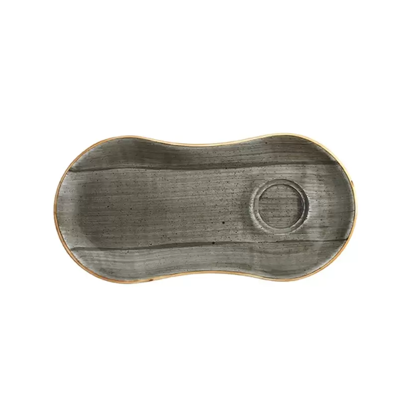 TURGLA ASCGRM01STB Turgla Bone China Space 10" x 4.75" Oval Grey Po...