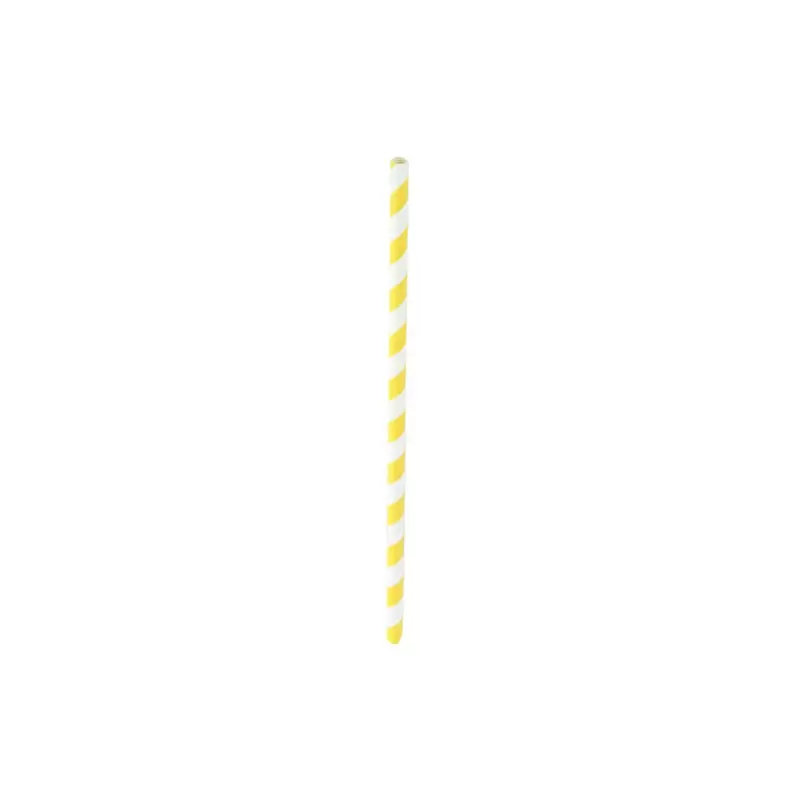 PacknWood Yellow Striped Paper Straws - 8.3'' - 600 Pcs - 600 pcs PacknWood Yellow Striped Paper Straws - 8.3'' - 600 Pcs - 600 pcs