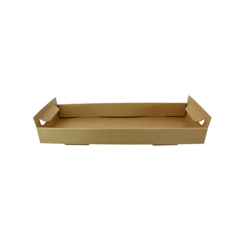 PacknWood Kraft Paper Tray With Handles - 15 x 6 x 1.7'' - 200 pcs PacknWood Kraft Paper Tray With Handles - 15 x 6 x 1.7'' - 200 pcs