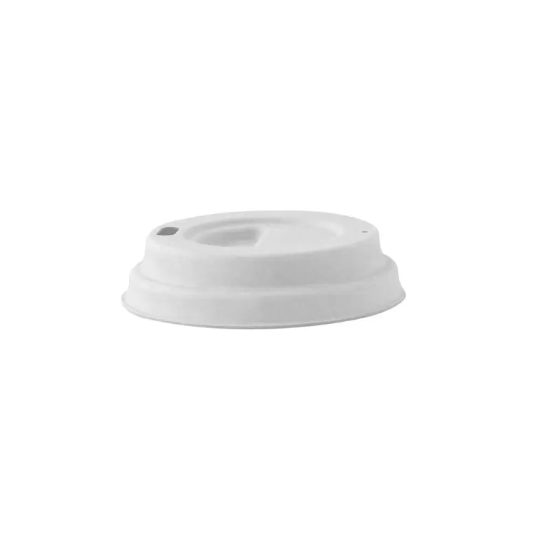 PacknWood White Sugarcane Fiber Coffee Cup Lid With Hole - Diam.2.44'' - 2000Pcs - 2000 pcs PacknWood White Sugarcane Fiber Coffee Cup Lid With Hole - Diam.2.44'' - 2000Pcs - 2000 pcs