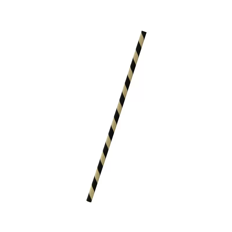 PacknWood Black & Kraft Striped Paper Straws Wrapped - 3000 pcs PacknWood Black & Kraft Striped Paper Straws Wrapped - 3000 pcs