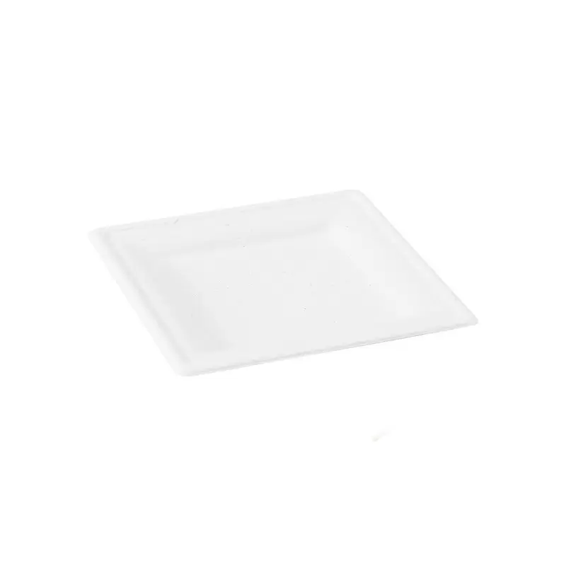 PacknWood Square White Sugarcane Plate - 7.8 x 7.8'' - 500 Pcs - 500 pcs PacknWood Square White Sugarcane Plate - 7.8 x 7.8'' - 500 Pcs - 500 pcs