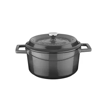 TURGLA TTMN20GRY Turgla Cast Iron dia.7.75" h:4" 3 qt. Round Grey C...