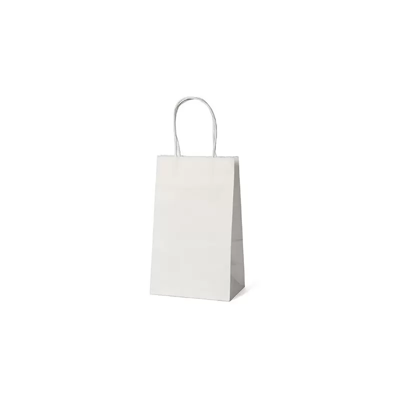 White Elegant Paper Shopper Bags - Petite - 5.5'' x 3.25'' x 8.5'' - Pack of 250 White Elegant Paper Shopper Bags - Petite - 5.5'' x 3.25'' x 8.5'' - Pack of 250
