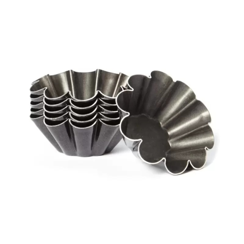 Exopan® Steel Non-Stick Small Flute Brioche Mold - 3" x h 1" - Pack of 12 Exopan® Steel Non-Stick Small Flute Brioche Mold - 3" x h 1" - Pack of 12