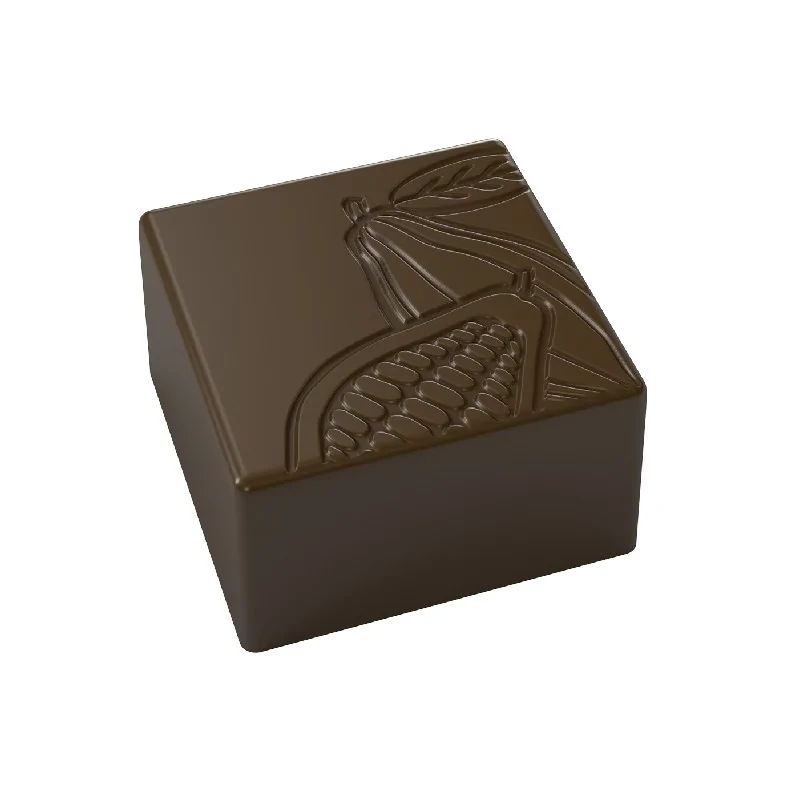 Polycarbonate Square Cocoa Pod Chocolate Praline Mold - 25mm x 25mm x 14mm - 10gr - 4x8 Cavity Polycarbonate Square Cocoa Pod Chocolate Praline Mold - 25mm x 25mm x 14mm - 10gr - 4x8 Cavity