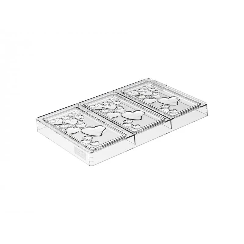 Silikomart Polycarbonate Tesoro-t Chocolate Tablet Bar Mold by Kirsten Tibbals - 150 mm x 70mm x h 10mm - 74ml - 3 indents - Silikomart Professional