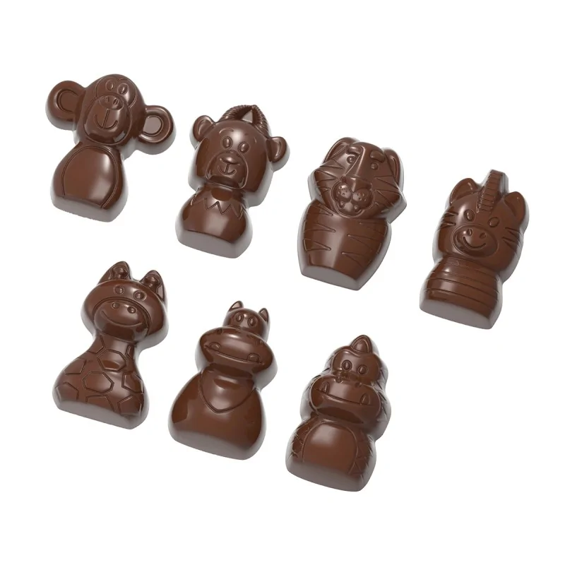 Chocolate World Polycarbonate Zoo Animals Chocolate Mold - 40.5 mm x 34 mm x h 19.5 mm - 21 cavity - 10.5 gr Chocolate World Polycarbonate Zoo Animals Chocolate Mold - 40.5 mm x 34 mm x h 19.5 mm - 21 cavity - 10.5 gr