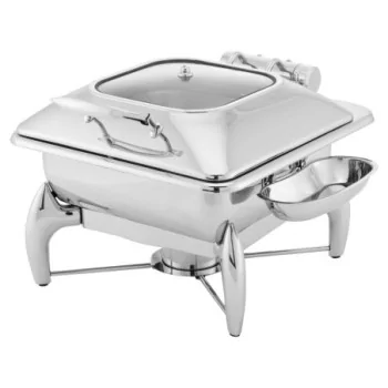Walco Walco Idol Induction - Hinged Rectangle Chafer Kit W/Glass Top Lid L 18 1/4" W 17" H 16 1/4" - 6 Qt -