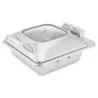Walco Walco Idol Induction - Hinged Rectangle Chafer Body W/Glass Top Lid L 17 1/4" W 16" H 9" - 6 Qt -