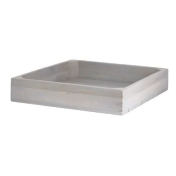 D.W.Haber Fusion Buffet Grey Wash Teak Square Flat Basket L W 14"