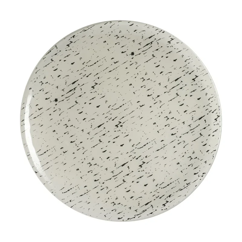 MyGlassStudio Serving Platter Mid Modern Cream/Dark Grey D 13" H 1" MyGlassStudio Serving Platter Mid Modern Cream/Dark Grey D 13" H 1"