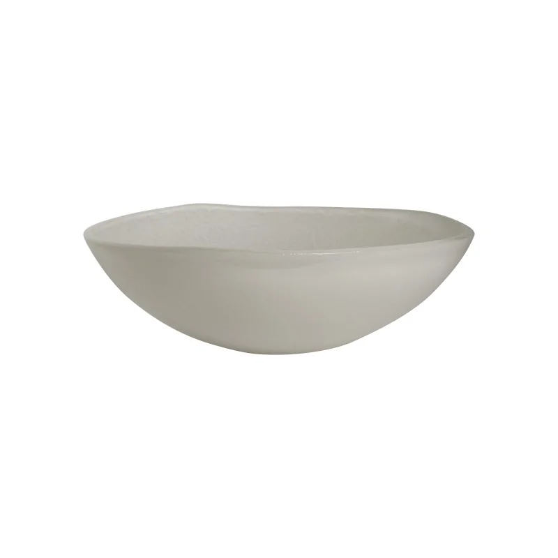 MyGlassStudio Serving Bowl Mid Modern Solid Cream D 10 1/4" H 3 3/8" - 2 1/4 Qt - MyGlassStudio Serving Bowl Mid Modern Solid Cream D 10 1/4" H 3 3/8" - 2 1/4 Qt -