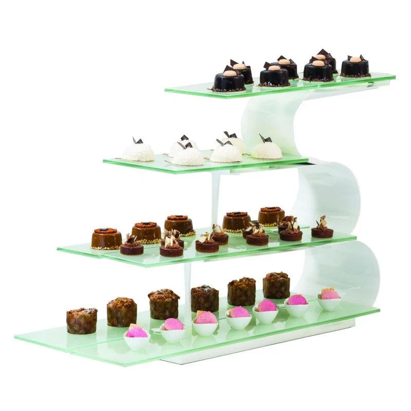 D.W.Haber White Wave 4 Tier Presentation Display Overall Dimensions With Glass Shelves\nL 40" W 16" H 25 1/2"