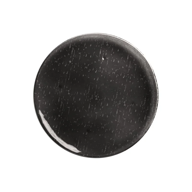 MyGlassStudio Serving Platter Mid Modern Dark Grey / Cream D 13" H 1" MyGlassStudio Serving Platter Mid Modern Dark Grey / Cream D 13" H 1"
