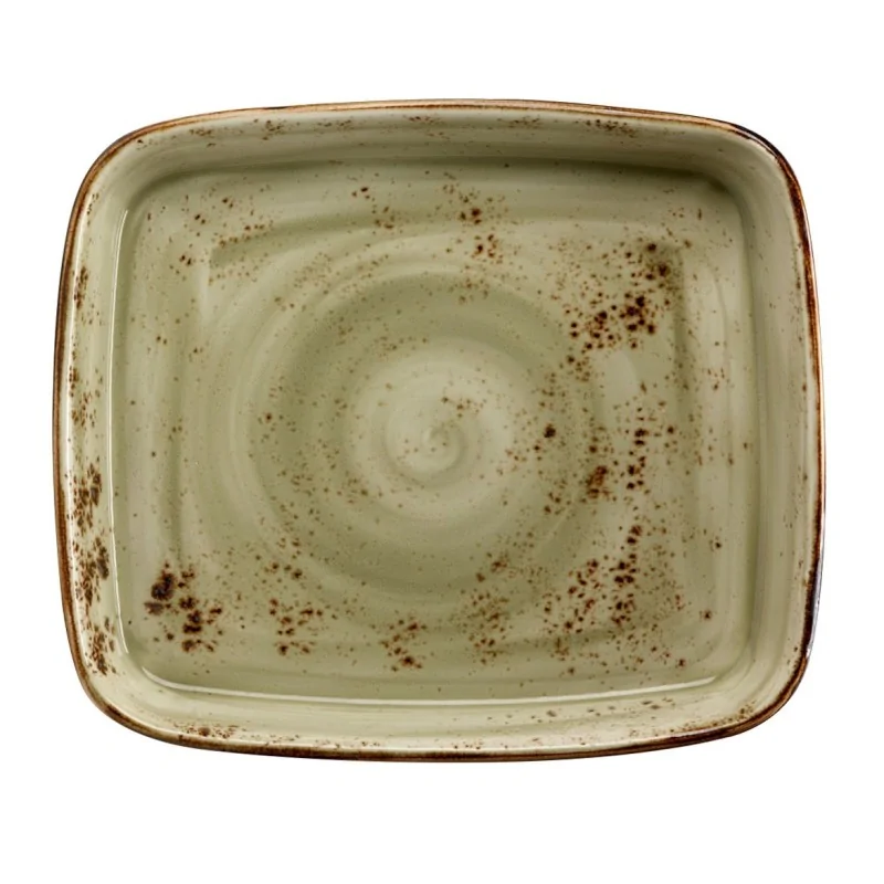 Steelite Performance Craft Green Oblong Roaster 14'' x 12'' x 2 1/8'' (4 Qt) Craft Green - Pack of 6 Steelite Performance Craft Green Oblong Roaster 14'' x 12'' x 2 1/8'' (4 Qt) Craft Green - Pack of 6