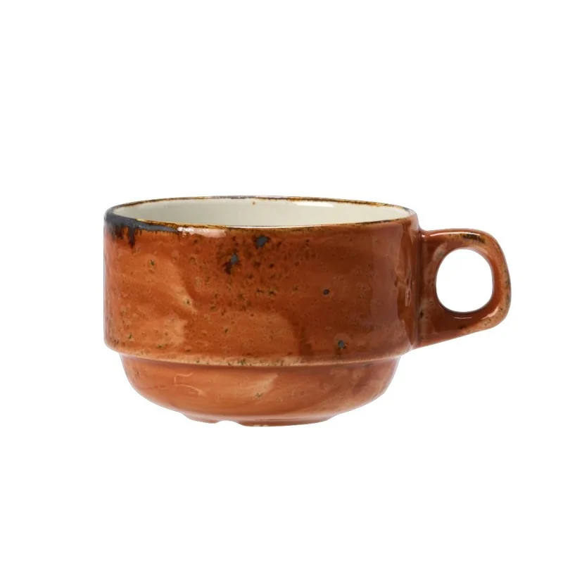 Steelite Performance Craft Terracott Slimline Stack Cup 4 3/8'' x 2 1/2'' (7 Oz) Craft Terracott - Pack of 36 Steelite Performance Craft Terracott Slimline Stack Cup 4 3/8'' x 2 1/2'' (7 Oz) Craft Terracott - Pack of 36