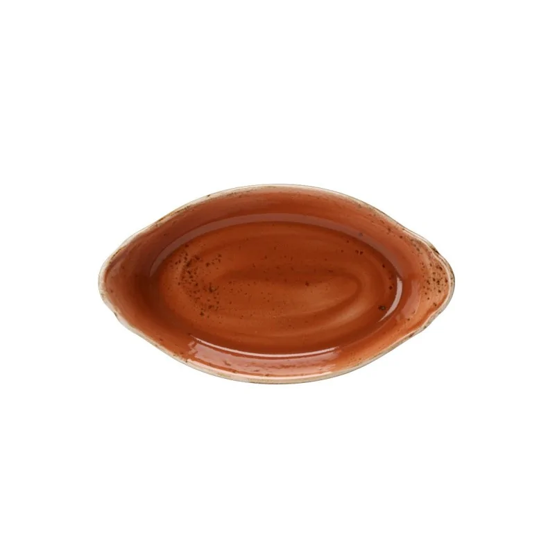 Steelite Performance Craft Terracott Oval Earred Dish 8'' x 4 1/2'' x 1 5/8'' (6 1/2 Oz) Craft Terracotta - Pack of 24 Steelite Performance Craft Terracott Oval Earred Dish 8'' x 4 1/2'' x 1 5/8'' (6 1/2 Oz) Craft Terracotta - Pack of 24