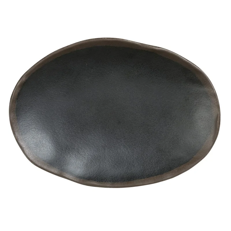 Delfin Melamine Grey Stone Plate Oval 9 1/2'' x 6 3/4'' x 1 1/4'' Grey Stone Delfin Melamine Grey Stone Plate Oval 9 1/2'' x 6 3/4'' x 1 1/4'' Grey Stone