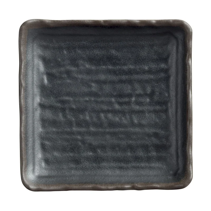 Delfin Melamine Grey Stone Plate Square 7'' x 1 1/4'' Grey Stone