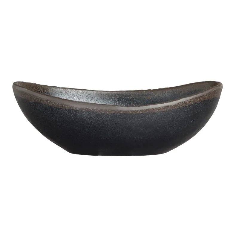 Delfin Melamine Grey Stone Bowl Small Oval 6 1/2'' x 4'' x 2 1/4'' (10 Oz) Grey Stone
