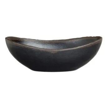 Delfin Melamine Grey Stone Bowl Medium Oval 8 1/2'' x 5 1/4'' x 3'' (25 Oz) Grey Stone