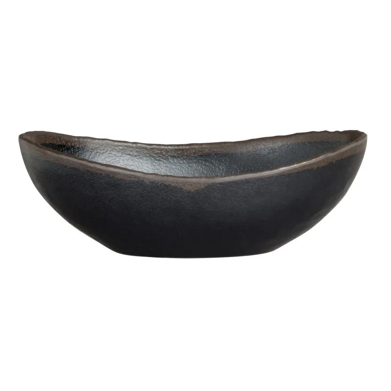 Delfin Melamine Grey Stone Bowl Medium Oval 8 1/2'' x 5 1/4'' x 3'' (25 Oz) Grey Stone