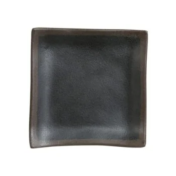 Delfin Melamine Grey Stone Plate Square 4'' x 4'' Grey Stone