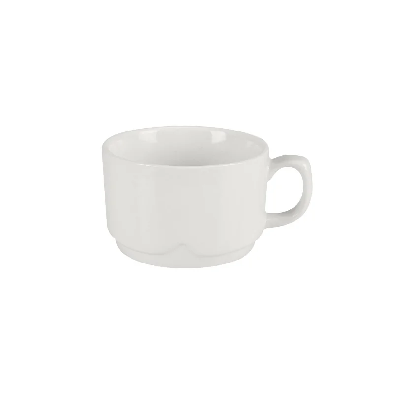 Diversified Ceramics Polar White Stacking Latte Cup 5 1/4'' x 4 1/4'' x 2 1/2'' (16 Oz) Polar White - Pack of 24