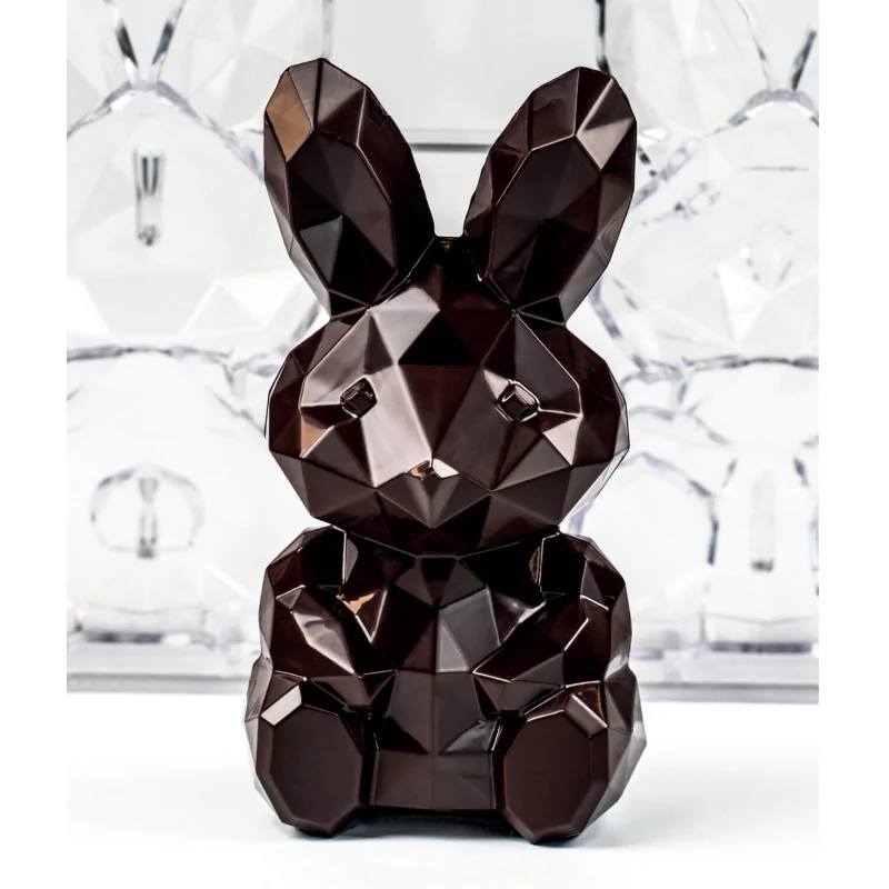Professional Polycarbonate Geometric Easter Bunny Rabbit Roger Chocolate Mold - 78mm x 73mm x h 150mm - 130gr Professional Polycarbonate Geometric Easter Bunny Rabbit Roger Chocolate Mold - 78mm x 73mm x h 150mm - 130gr