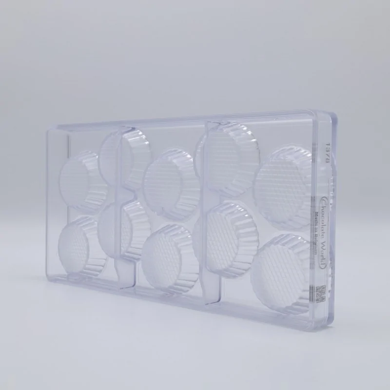 Polycarbonate Round Petit Four Cup Chocolate Mold - 50 mm x 50 mm x 16 mm - 32 gr - 10 cavity Polycarbonate Round Petit Four Cup Chocolate Mold - 50 mm x 50 mm x 16 mm - 32 gr - 10 cavity