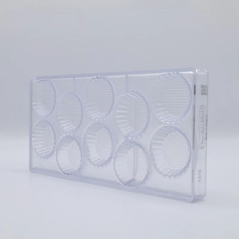 Polycarbonate Round Petit Four Cup Chocolate Mold - 50 mm x 50 mm x 16 mm - 32 gr - 10 cavity Polycarbonate Round Petit Four Cup Chocolate Mold - 50 mm x 50 mm x 16 mm - 32 gr - 10 cavity