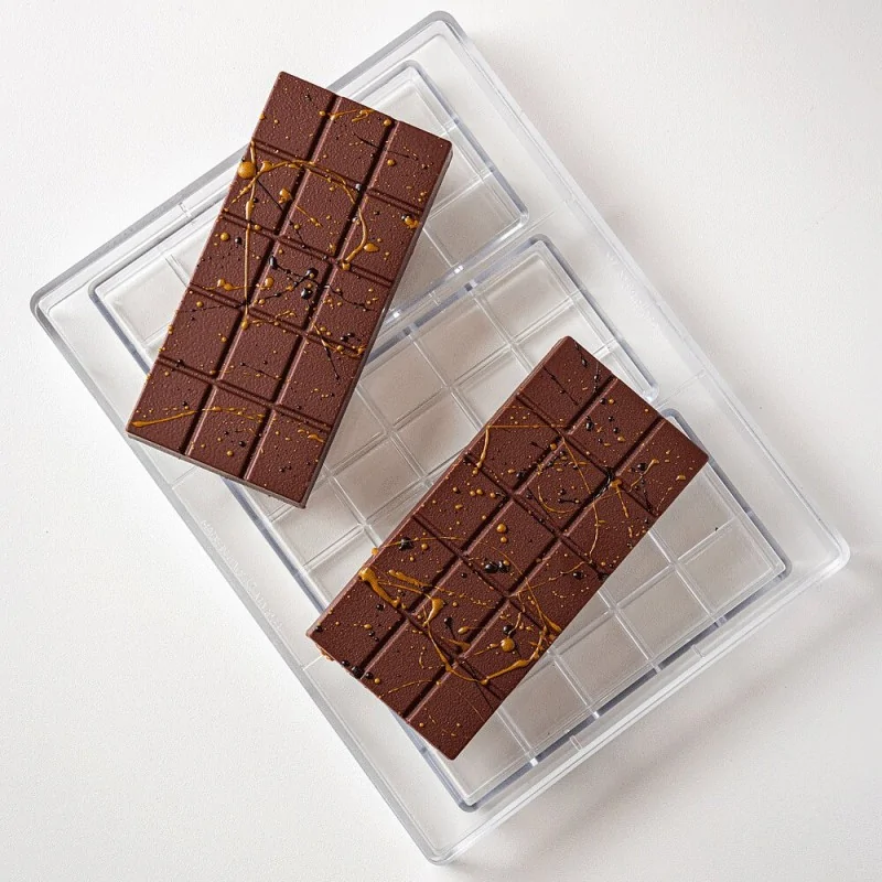 Professional Polycarbonate Yummy Dubai Chocolate Tablet Mold - 155 mm x 75 mm h x 20 mm - 250 gr - 3 cavity - Martellato