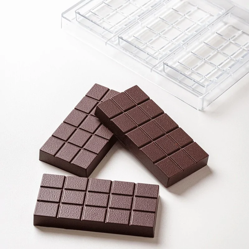 Professional Polycarbonate Yummy Dubai Chocolate Tablet Mold - 155 mm x 75 mm h x 20 mm - 250 gr - 3 cavity - Martellato