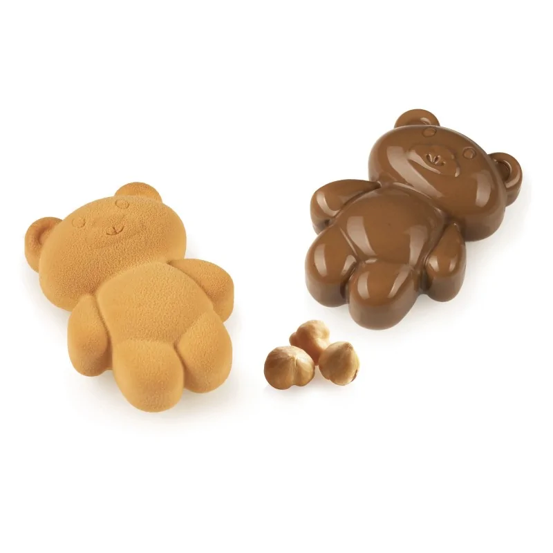 Silikomart Professional Teddy Bear 68 Single Portion Pastry Mold - 79 mm x 56 mm x h 27 mm - 68 ml - 8 Cavity Silikomart Professional Teddy Bear 68 Single Portion Pastry Mold - 79 mm x 56 mm x h 27 mm - 68 ml - 8 Cavity