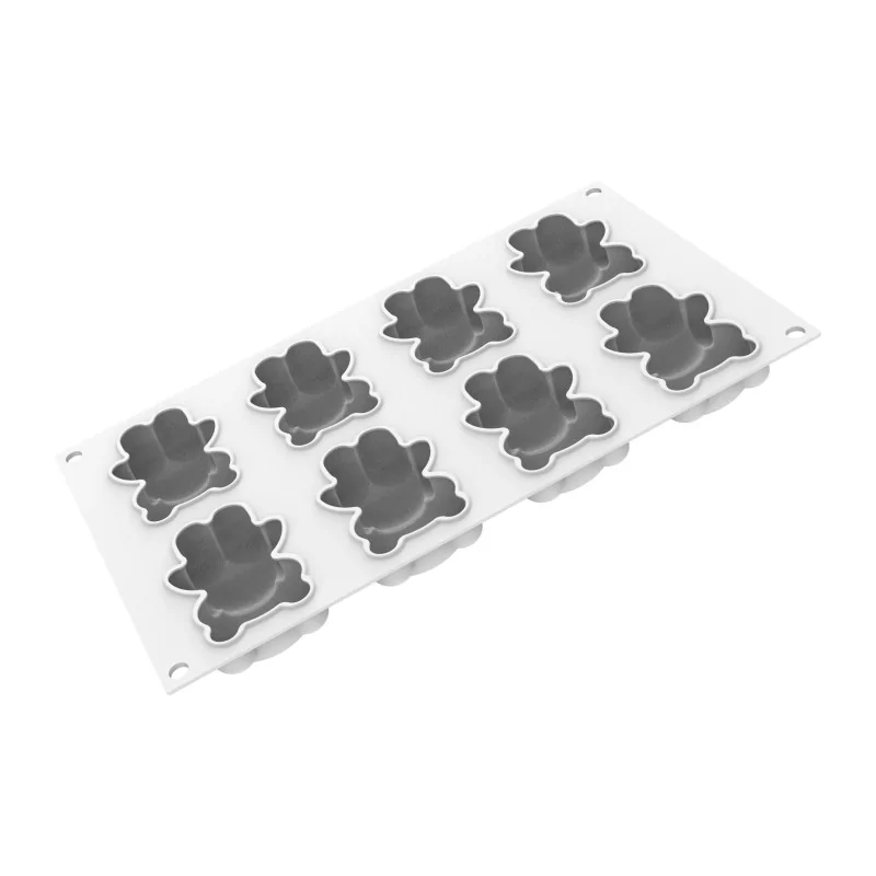 Silikomart Professional Teddy Bear 68 Single Portion Pastry Mold - 79 mm x 56 mm x h 27 mm - 68 ml - 8 Cavity Silikomart Professional Teddy Bear 68 Single Portion Pastry Mold - 79 mm x 56 mm x h 27 mm - 68 ml - 8 Cavity