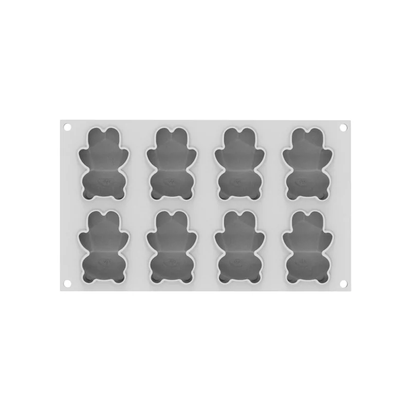 Silikomart Professional Teddy Bear 68 Single Portion Pastry Mold - 79 mm x 56 mm x h 27 mm - 68 ml - 8 Cavity Silikomart Professional Teddy Bear 68 Single Portion Pastry Mold - 79 mm x 56 mm x h 27 mm - 68 ml - 8 Cavity