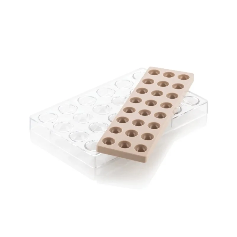 Silikomart Professional Polycarbonate Kit Semisphera 01 Chocolate Mold - Ø31mm x h 16.5 mm - 8.5ml - 24 Cavity Silikomart Professional Polycarbonate Kit Semisphera 01 Chocolate Mold - Ø31mm x h 16.5 mm - 8.5ml - 24 Cavity