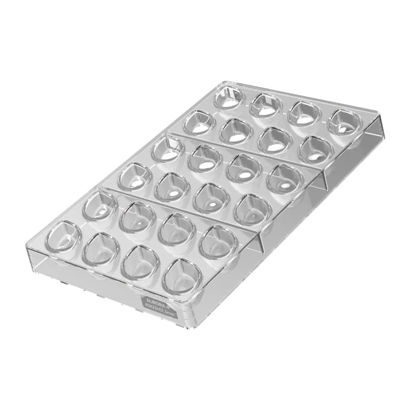 Silikomart Professional Polycarbonate Aurora Chocolate Praline Mold - 40 mm x 25 mm x h 17 mm - 8 ml - 24 Cavity Silikomart Professional Polycarbonate Aurora Chocolate Praline Mold - 40 mm x 25 mm x h 17 mm - 8 ml - 24 Cavity