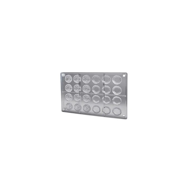 Polycarbonate 3D Rose Chocolate Praline Mold - 28 mm x 27.8 mm x h 20.1 mm - 10gr - 24 Cavity Polycarbonate 3D Rose Chocolate Praline Mold - 28 mm x 27.8 mm x h 20.1 mm - 10gr - 24 Cavity